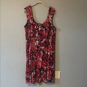 London Times Red and Pink Floral Mini Dress